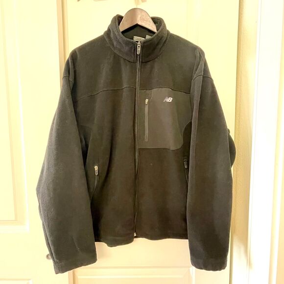 New Balance Men's Black Sherpa Fleece Funnel Neck Full-Zip Jacket coat Size L - Picture 2 of 12
